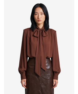 Blusa con fiocco misto seta