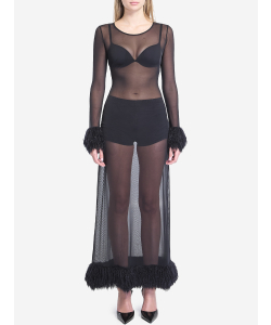 Vestito lungo in mesh jersey