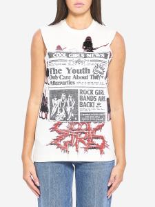 Top in jersey con stampa