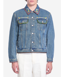 Giacca in denim con ricamo di perline