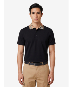 Polo in cotone con colletto Check
