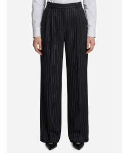 Pantalone gessato in lana vergine