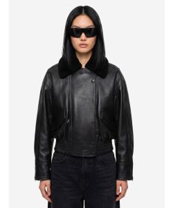 Bomber IOLaila Lane in pelle nera