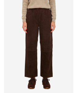 Pantaloni Sara in suede marrone