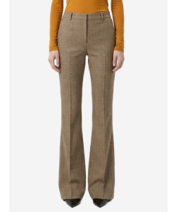 Pantaloni svasati in lana pied de poule Principe di Galles