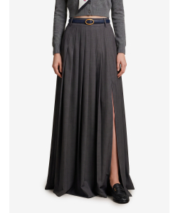 Anthracite maxi pleated skirt