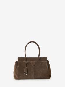 Borsa shopping in pelle scamosciata