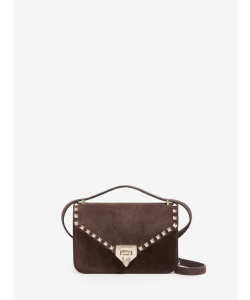 Borsa a tracolla Rockstud in suede piccola