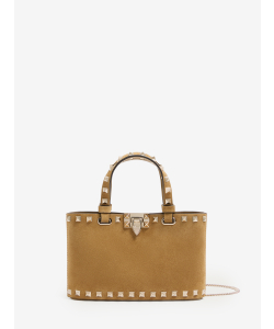 Borsa shopping mini Rockstud in suede