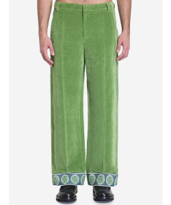 Pantaloni in velluto con fondo in jacquard