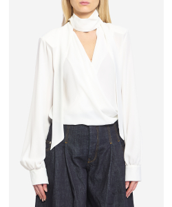 Blusa incrociata con sciarpina