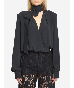 Blusa incrociata con sciarpina