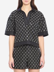 Top in tweed di lana lamé