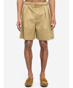 Shorts con cintura in drill di cotone