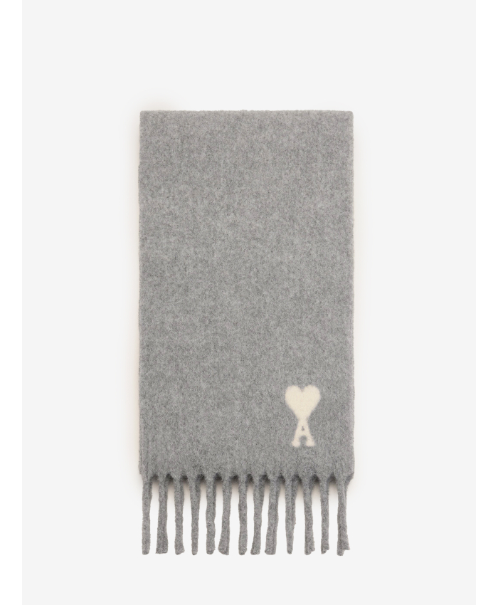 AMI PARIS - Sciarpa Ami de Coeur in alpaca grigia