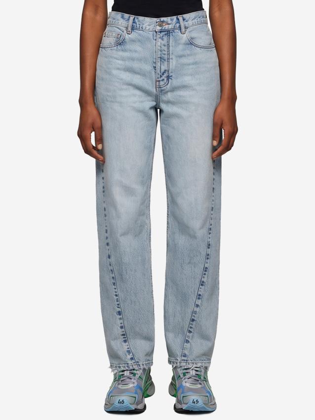 BALENCIAGA - Light blue faded jeans with twisted seams