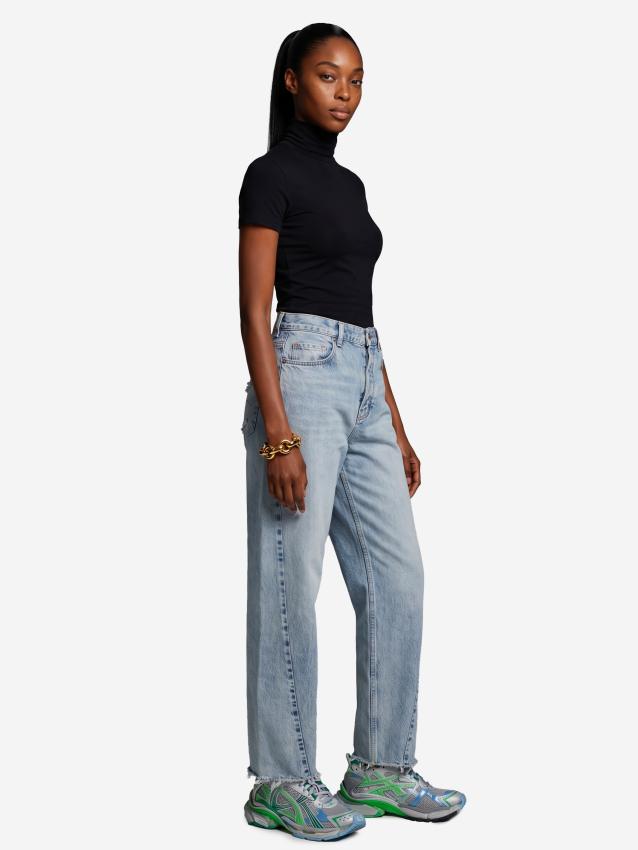 BALENCIAGA - Light blue faded jeans with twisted seams