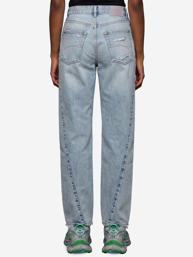 BALENCIAGA - Light blue faded jeans with twisted seams
