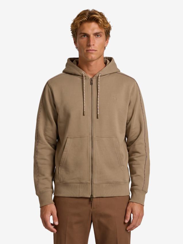 BURBERRY - Felpa in cotone con cappuccio marrone Finch
