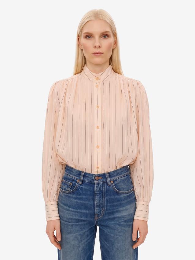 CHLOE - Blusa arricciata in popeline di cotone e seta