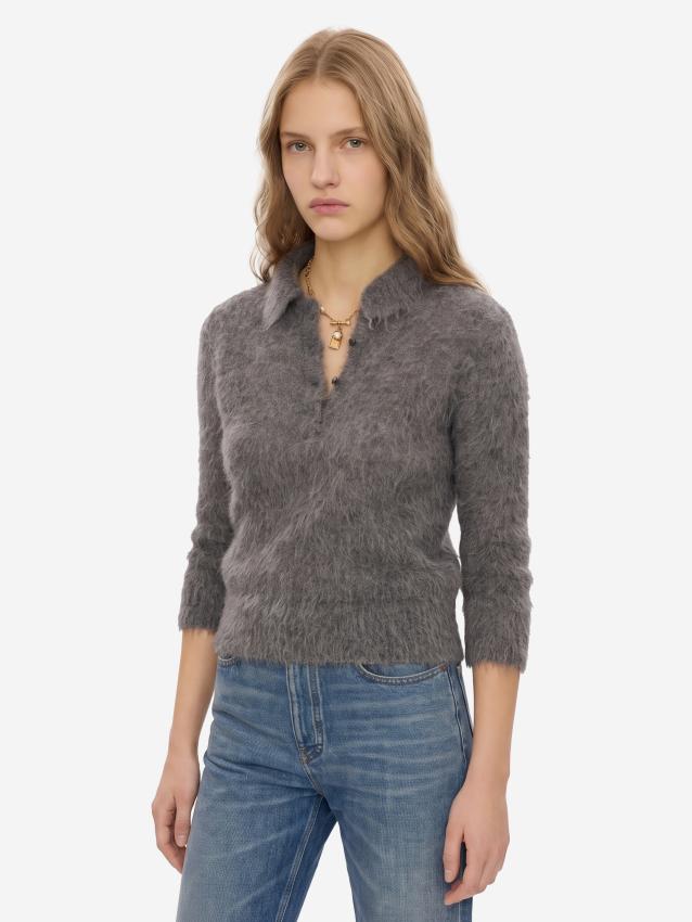 CHLOE - Smoky Grey polo-style pullover