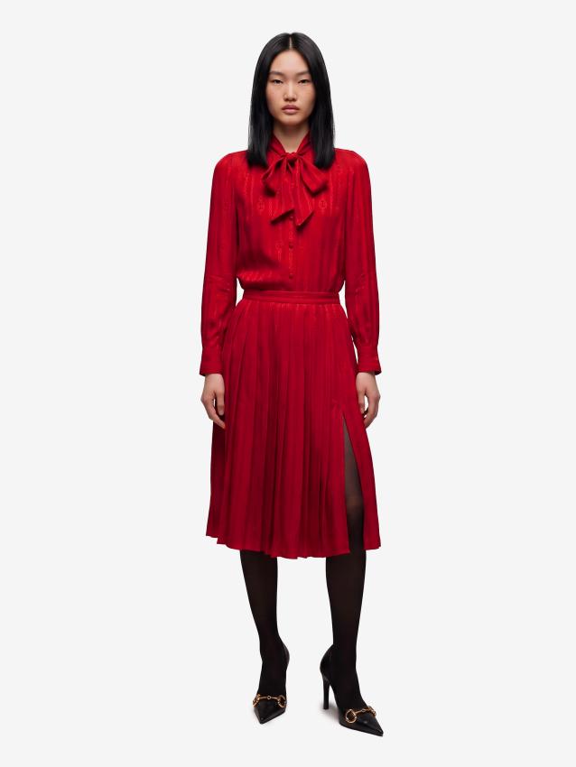 GUCCI - Camicia in seta jacquard con catena Incrocio GG
