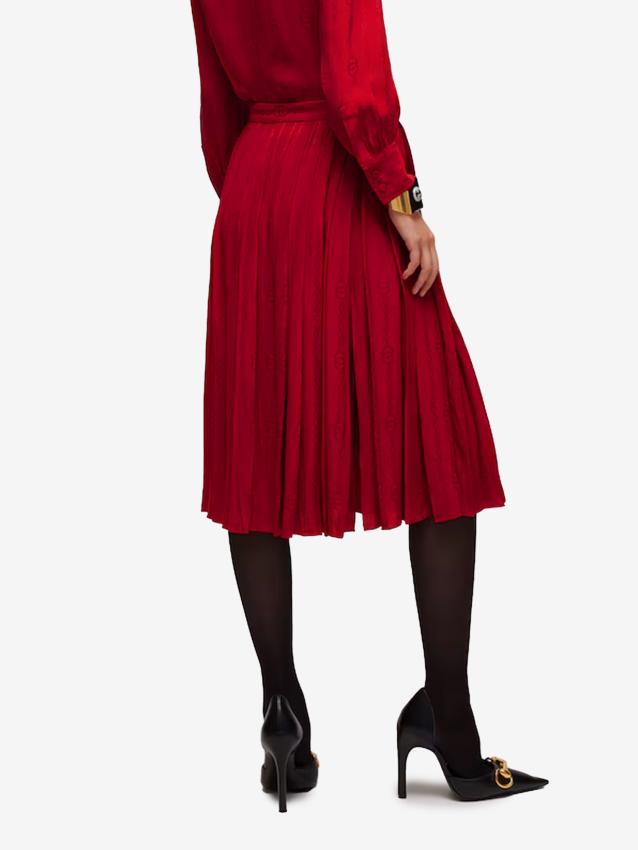 GUCCI - Gonna midi in seta jacquard con catena Incrocio GG