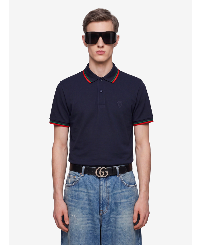 GUCCI - Polo in piquet di cotone con ricamo