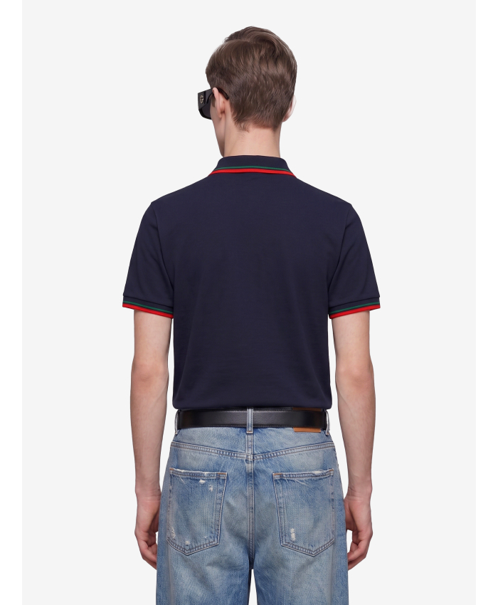 GUCCI - Polo in piquet di cotone con ricamo