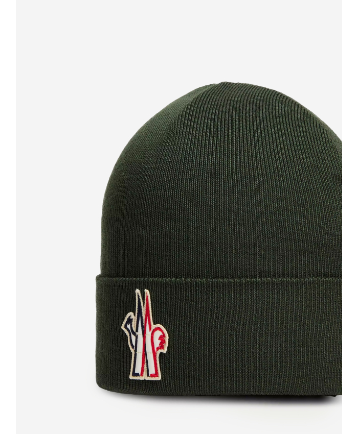 MONCLER GRENOBLE - Berretto in lana con logo verde scuro