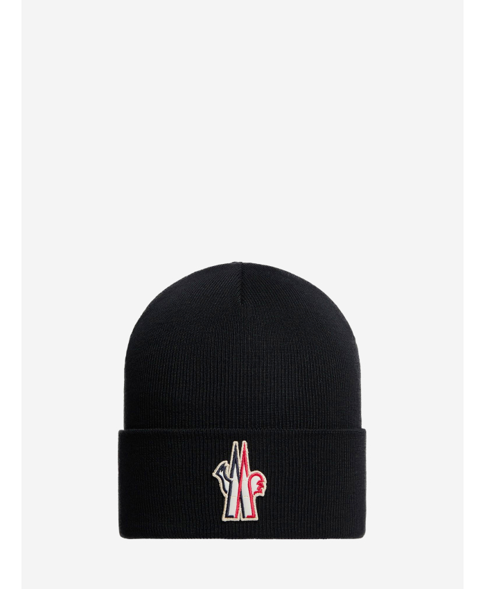 MONCLER GRENOBLE - Berretto in lana con logo nero