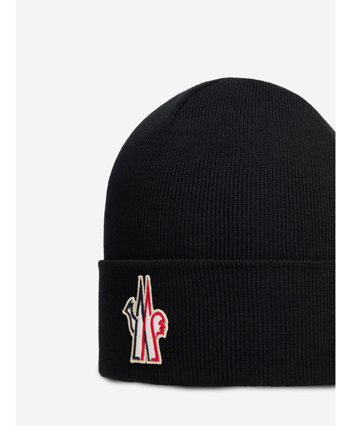 MONCLER GRENOBLE - Berretto in lana con logo nero