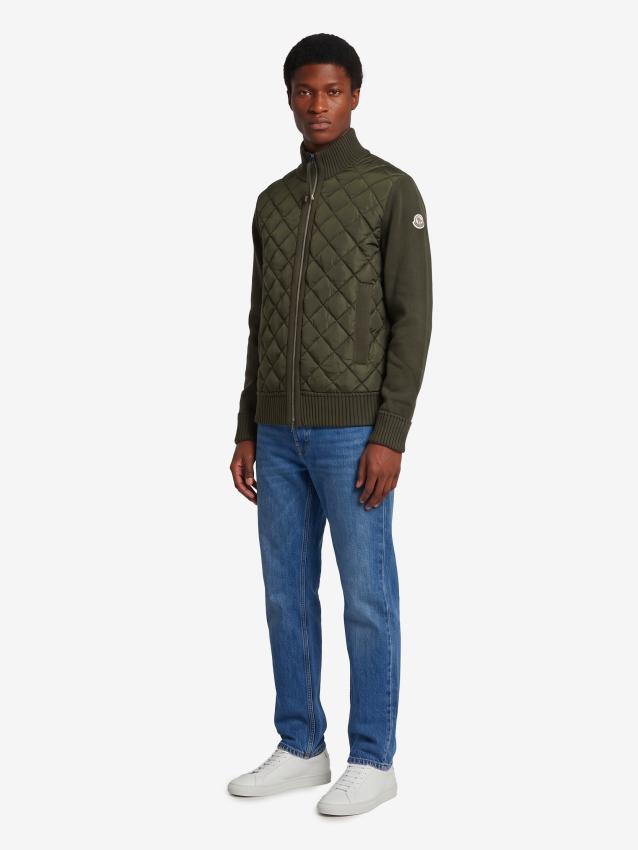 MONCLER - Green padded tricot cardigan