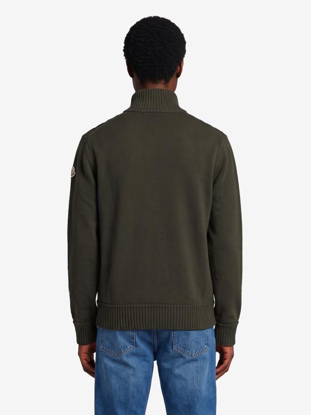 MONCLER - Green padded tricot cardigan