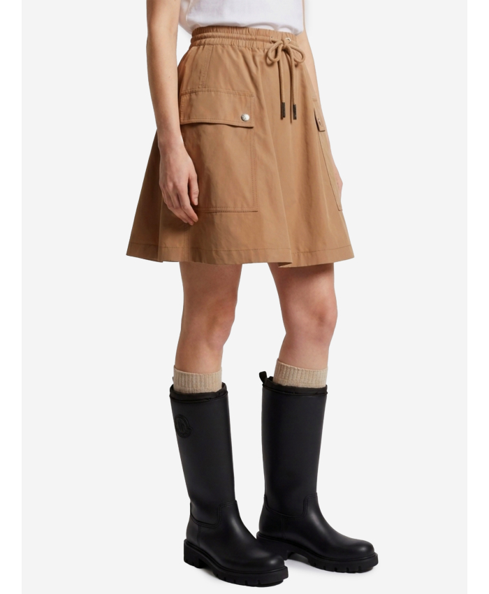 MONCLER - Gonna mini a trapezio in misto cotone