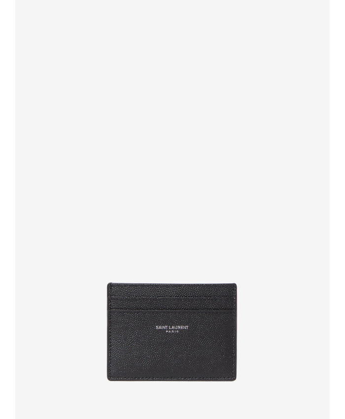 SAINT LAURENT - Portacarte in pelle nera