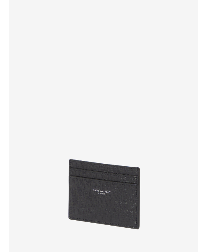 SAINT LAURENT - Portacarte in pelle nera