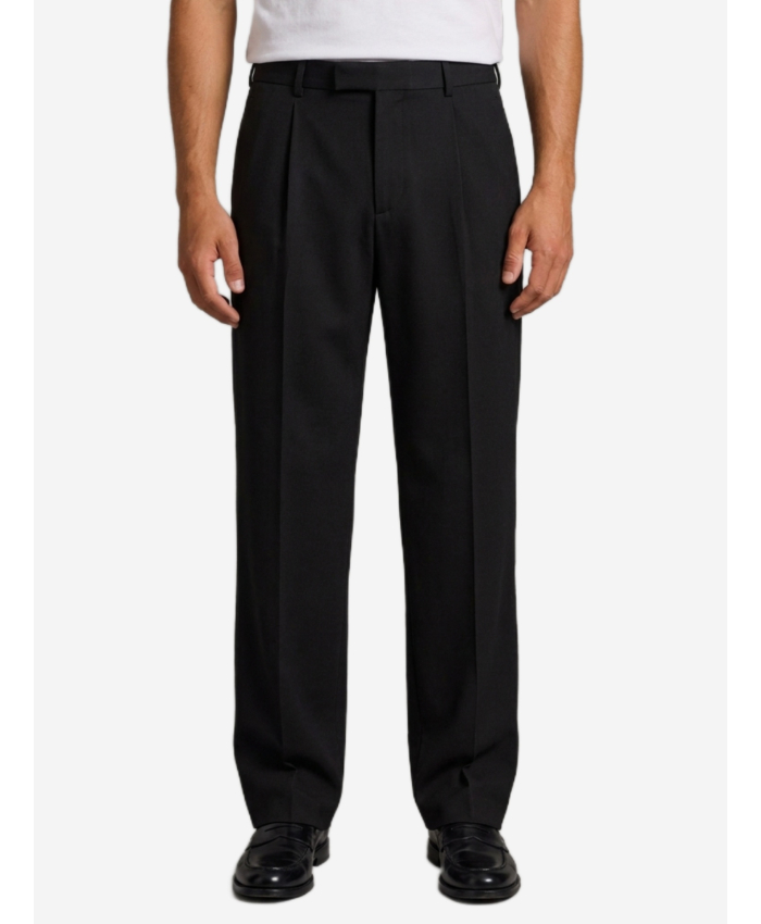 SAINT LAURENT - Pantaloni fluidi in flanella di lana