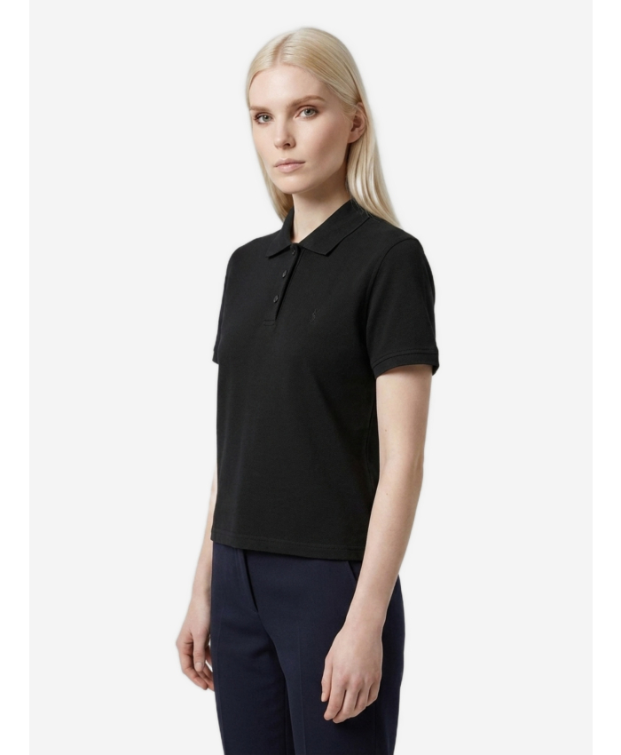 SAINT LAURENT - Polo corta Cassandre in piqué di cotone