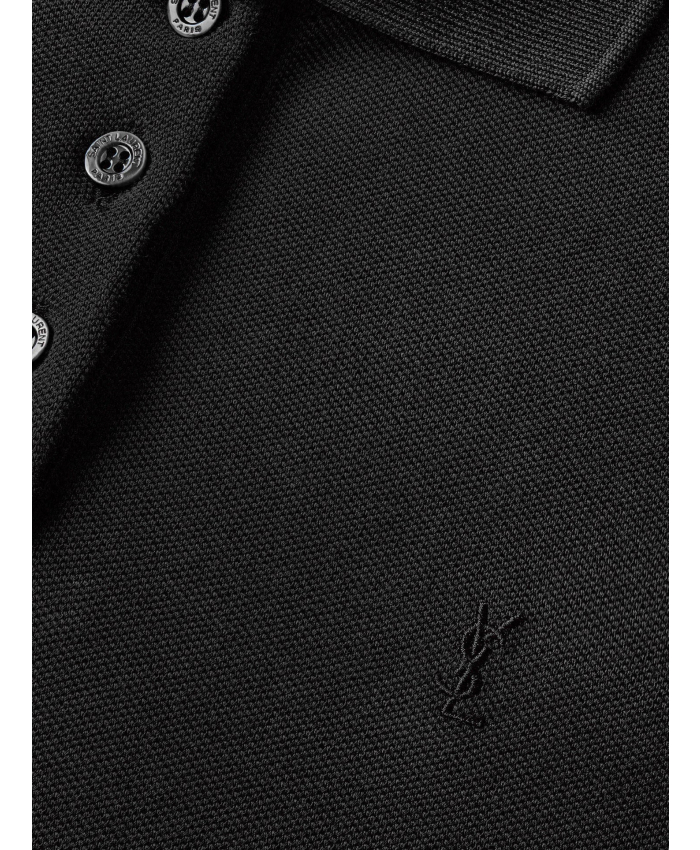 SAINT LAURENT - Polo corta Cassandre in piqué di cotone