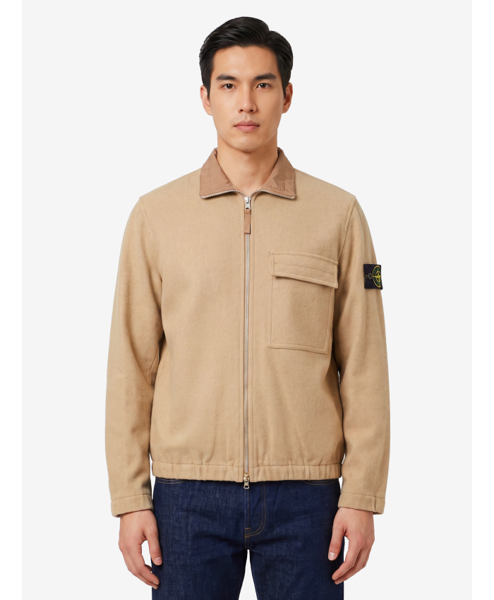STONE ISLAND - Overshirt in lana vergine e nylon