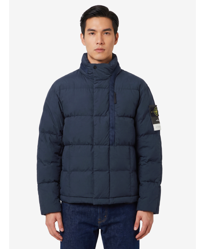 STONE ISLAND - Piumino in tela di cotone e nylon navy