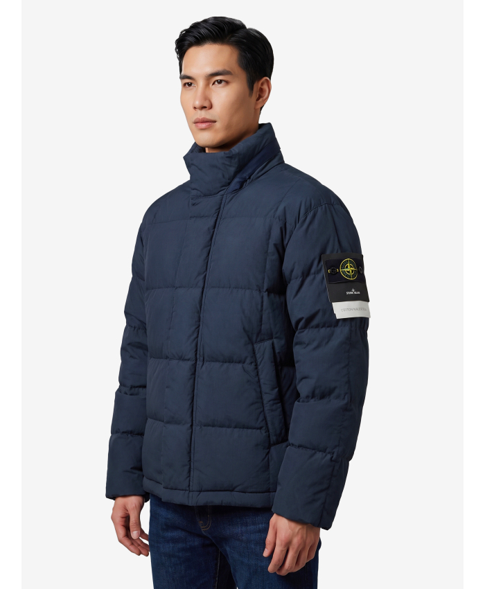 STONE ISLAND - Piumino in tela di cotone e nylon navy