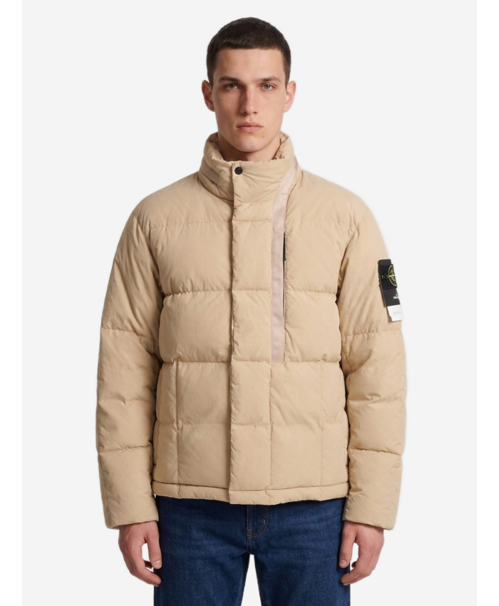 STONE ISLAND - Piumino in tela di cotone e nylon beige
