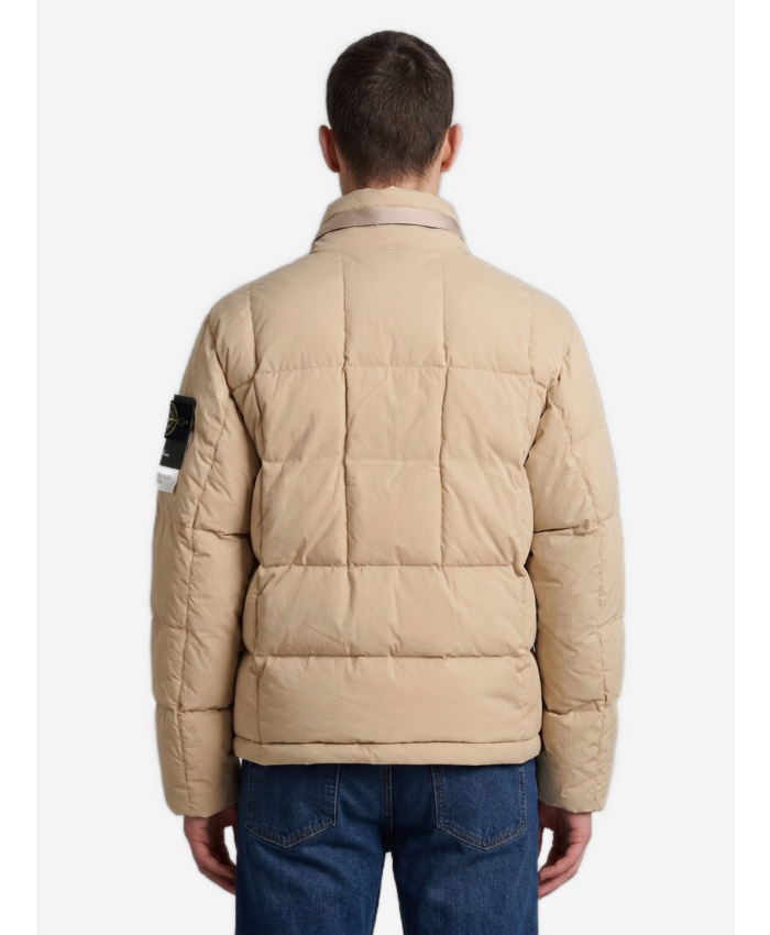 STONE ISLAND - Piumino in tela di cotone e nylon beige