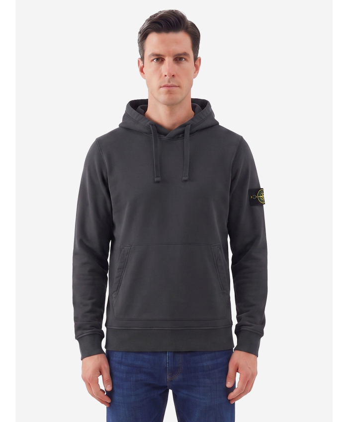 STONE ISLAND - Felpa con cappuccio Piombo