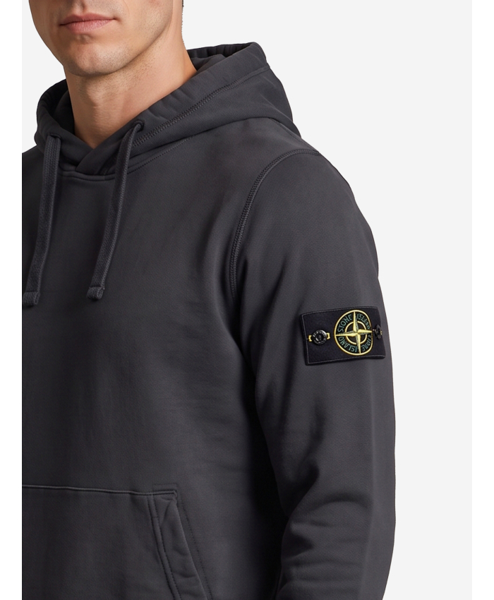 STONE ISLAND - Felpa con cappuccio Piombo