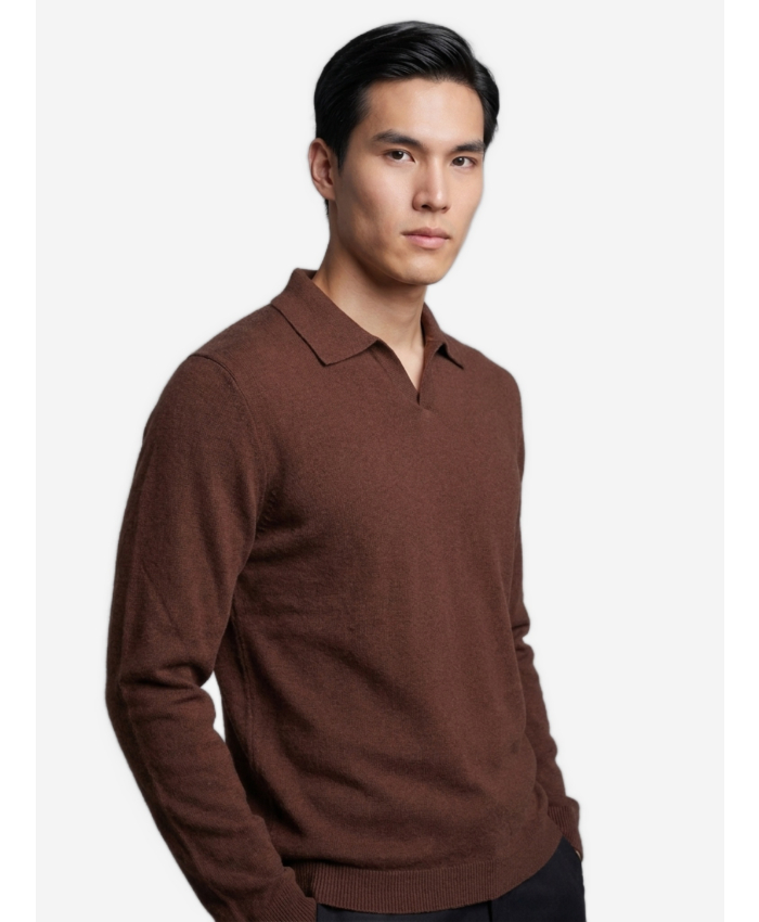 THE ROW - Chocolate Ripley polo shirt.