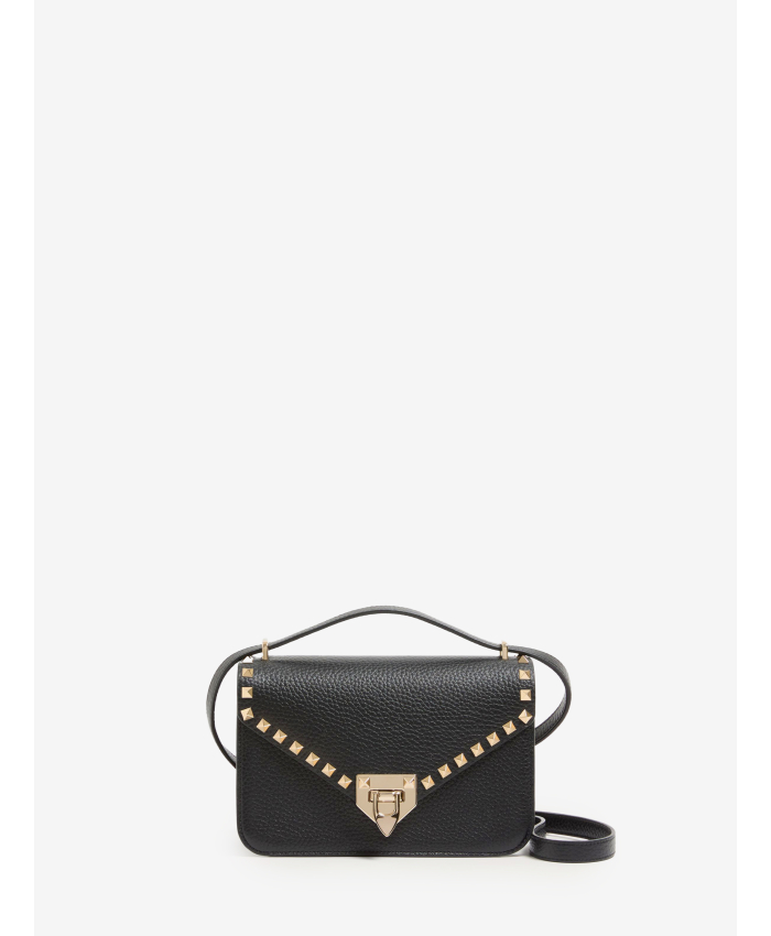 VALENTINO GARAVANI - Borsa a tracolla Rockstud in vitello granato piccola