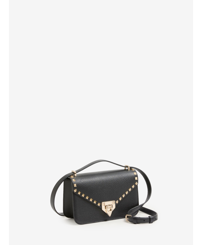 VALENTINO GARAVANI - Borsa a tracolla Rockstud in vitello granato piccola